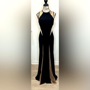 Jovani Black and Tan Evening Gown
